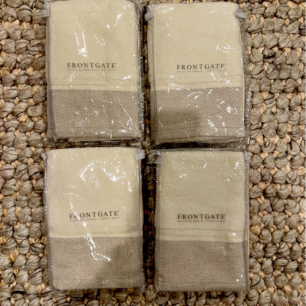 Frontgate Mercado Cotton Linen Beige Towels Set of 4